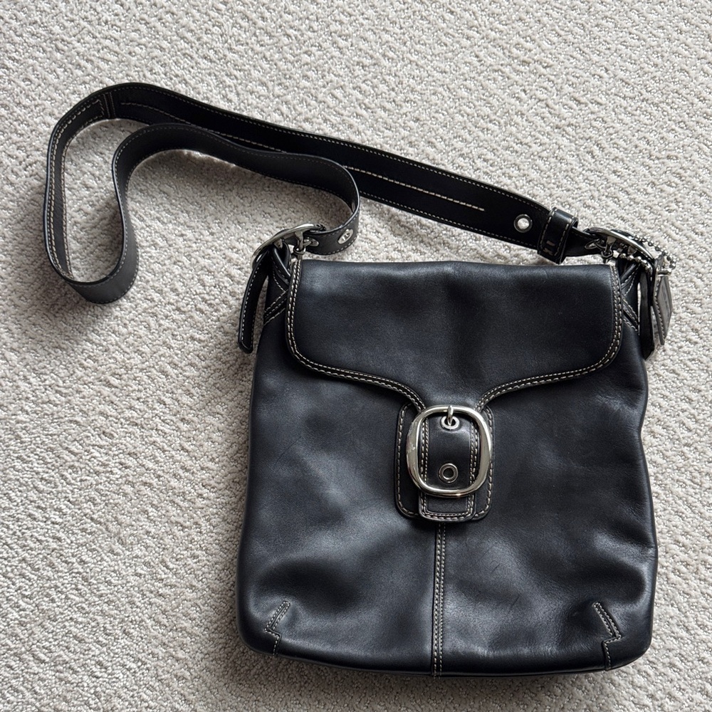 Black Leather Crossbody Bag